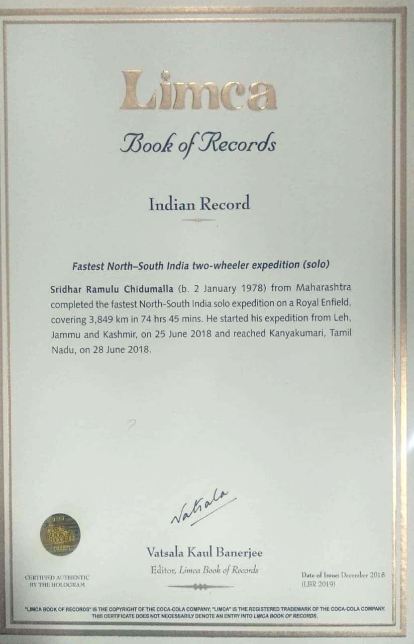 Limca book of records kashmir to kanyakumari - Onelap Blogs